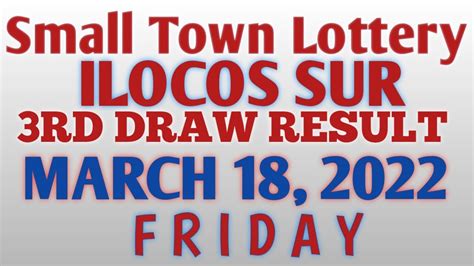 stl ilocos sur 3rd draw today|3RD DRAW, STL ILOCOS SUR 7PM RESULT TODAY May 6, .